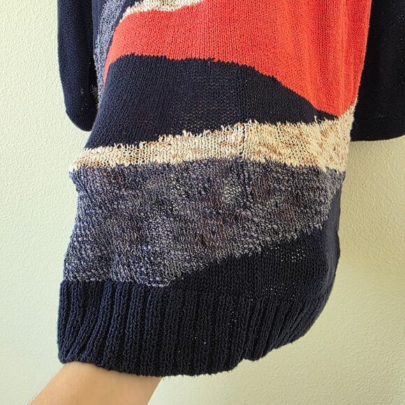 Chico's Open Front Cardigan Patriotic Colorblock Knit Sweater Womens M Blue Red - Picture 9 of 12